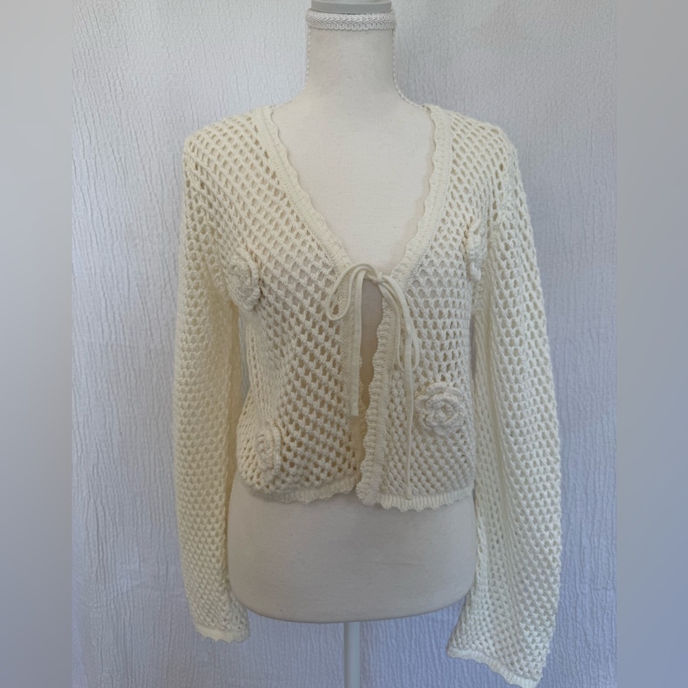 Nordstrom Cream Open-Knit Cardigan